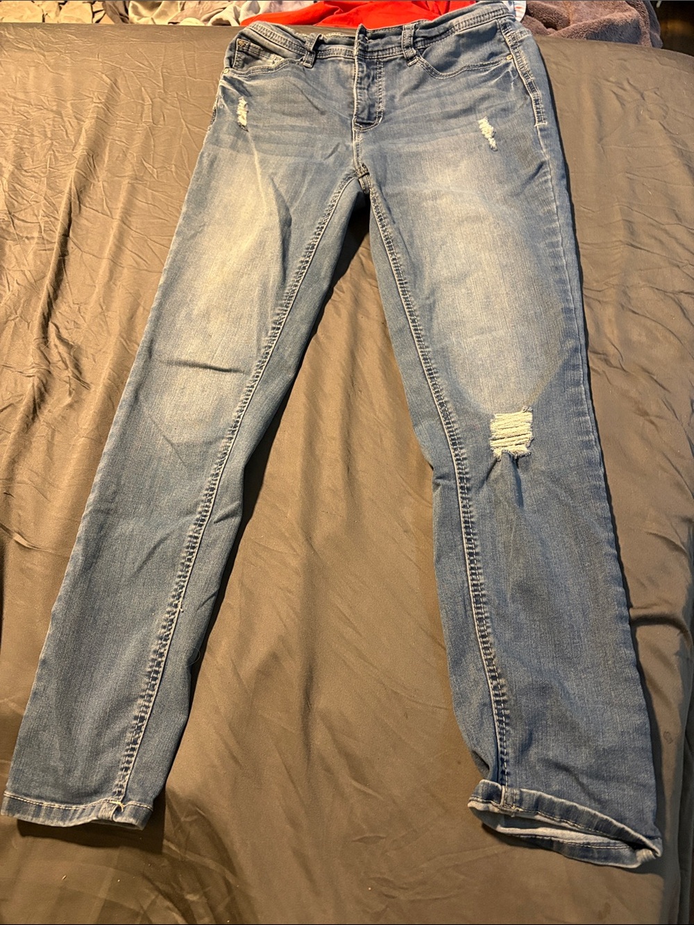 Angels Women's Light Blue Skinny Distressed Jeans